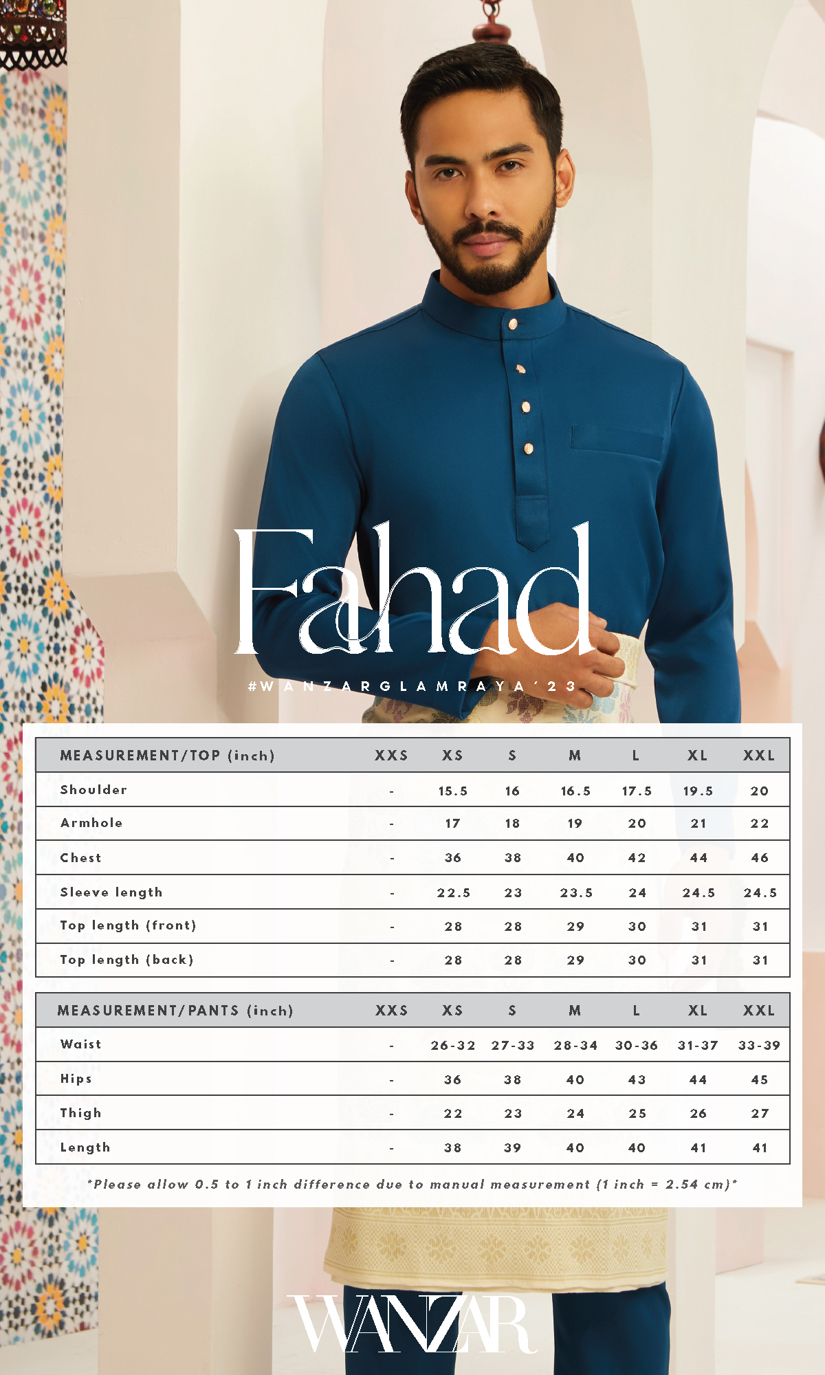 Fahaad Baju Melayu in Oxford Blue